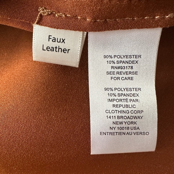 Tahari Faux Leather Moto Jacket Size M Camel Tobacco Brown Suede Open Front NEW - Picture 11 of 13